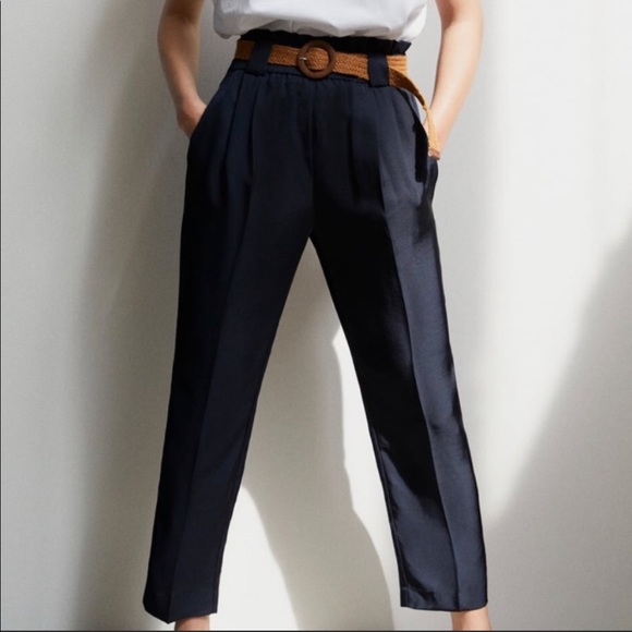 Zara Pants - Zara raffia belt black pants